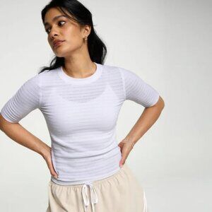 Calia Women's Seamless Crop Elbow Tee in Pure White size XS NWT